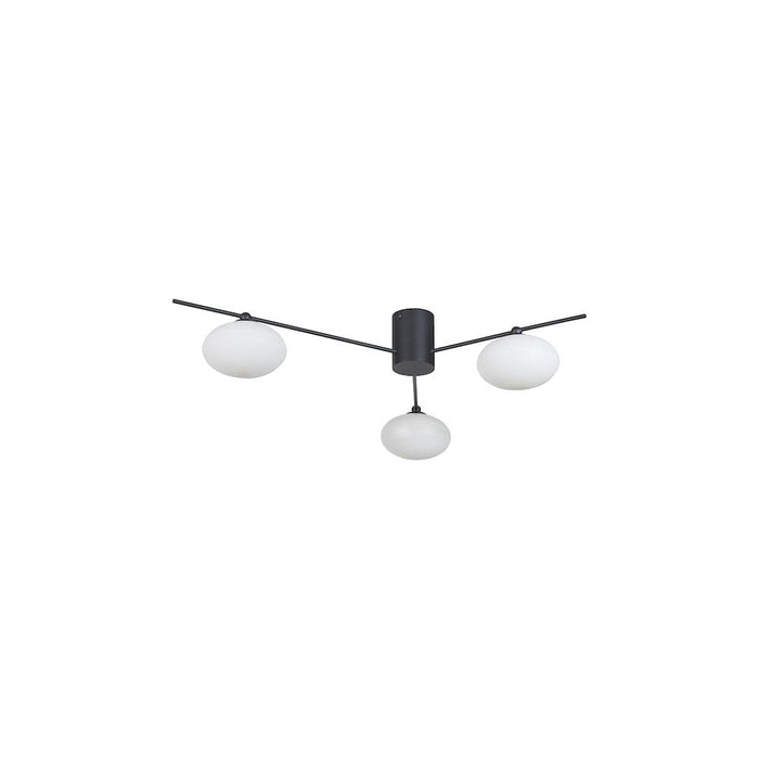 Dar JAS5322 Jasper 3 Light Semi Flush Matt Black Opal glass