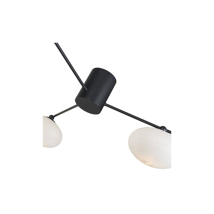 Dar JAS5322 Jasper 3 Light Semi Flush Matt Black Opal glass