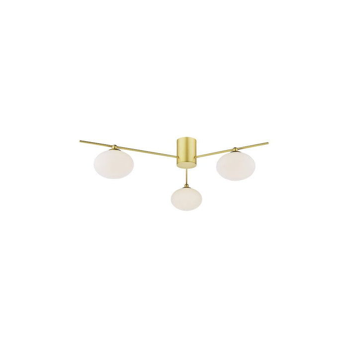Dar JAS5335 Jasper 3 Light Semi-Flush Satin Gold and Opal Glass