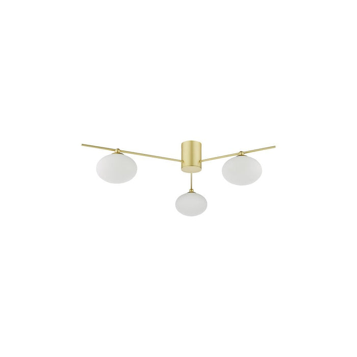 Dar JAS5335 Jasper 3 Light Semi-Flush Satin Gold and Opal Glass