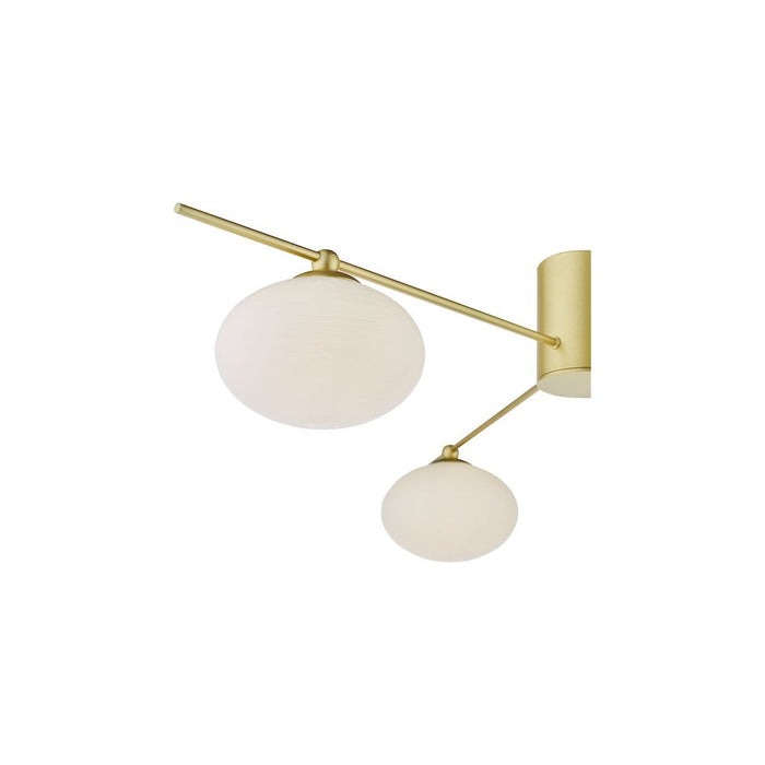 Dar JAS5335 Jasper 3 Light Semi-Flush Satin Gold and Opal Glass
