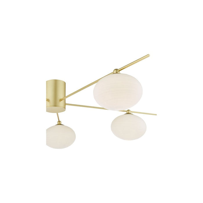 Dar JAS5435 Jasper 5 Light Semi-Flush Satin Gold and Opal Glass