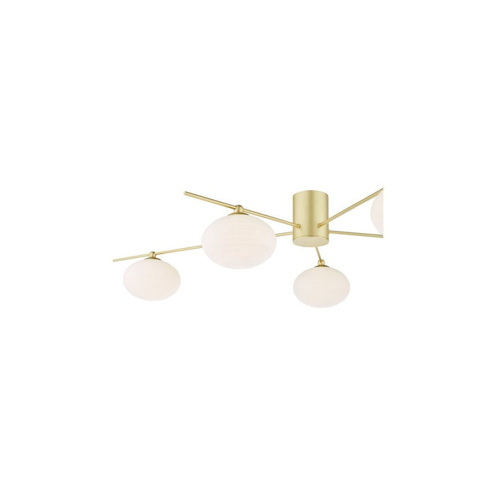Dar JAS5435 Jasper 5 Light Semi-Flush Satin Gold and Opal Glass