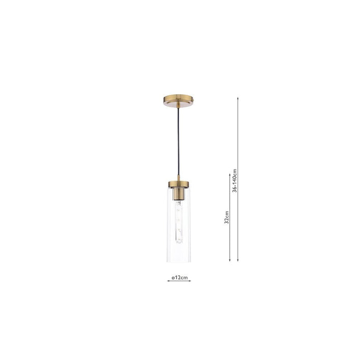Dar JOD0163 Jodelle Pendant Polished Bronze and Glass