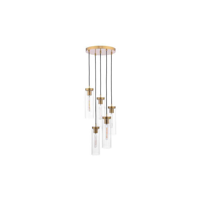 Dar JOD0563 Jodelle 5 Light Cluster Pendant Polished Bronze and Glass