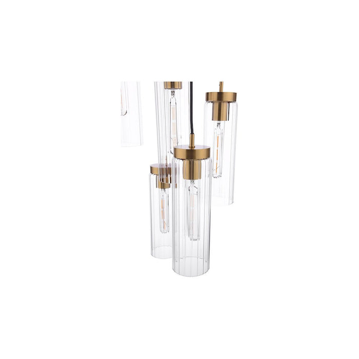 Dar JOD0563 Jodelle 5 Light Cluster Pendant Polished Bronze and Glass