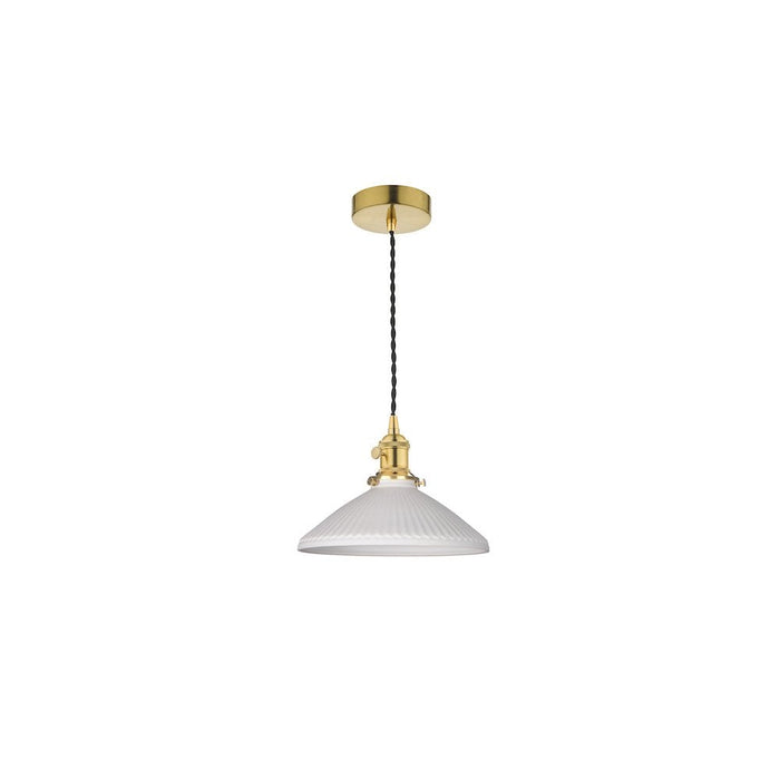 Dar Wisebuys HAD0140-10 Hadano Pendant Natural Brass & Ceramic Shallow Shade