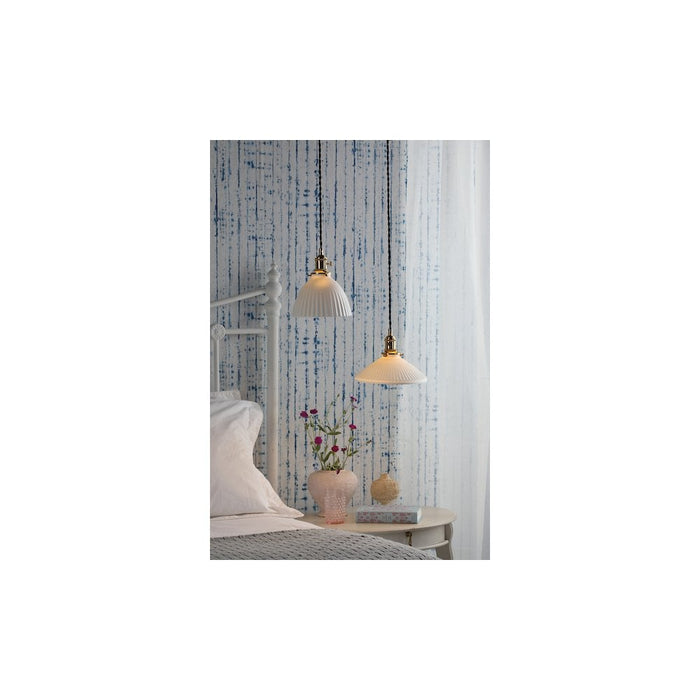 Dar Wisebuys HAD0140-10 Hadano Pendant Natural Brass & Ceramic Shallow Shade