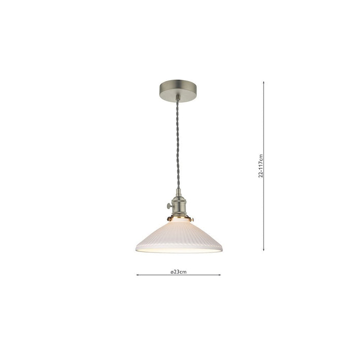 Dar Wisebuys HAD0161-10 Hadano Pendant Antique Chrome & Ceramic Shallow Shade