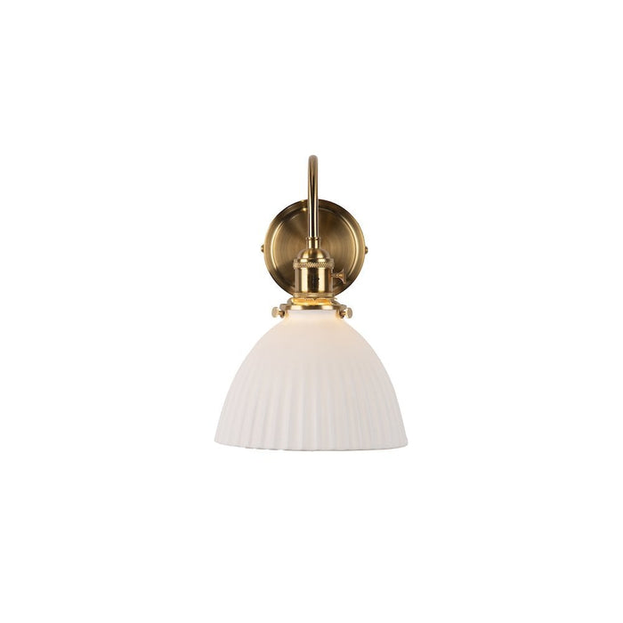 Dar Wisebuys HAD0740-09 Hadano Wall Light Natural Brass & Ceramic Domed Shade