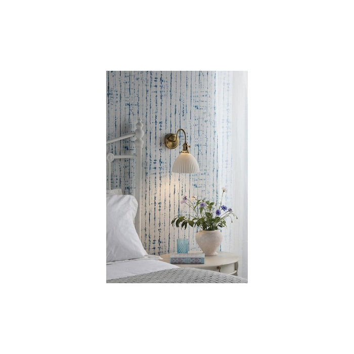 Dar Wisebuys HAD0740-09 Hadano Wall Light Natural Brass & Ceramic Domed Shade