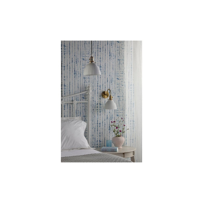 Dar Wisebuys HAD0740-09 Hadano Wall Light Natural Brass & Ceramic Domed Shade