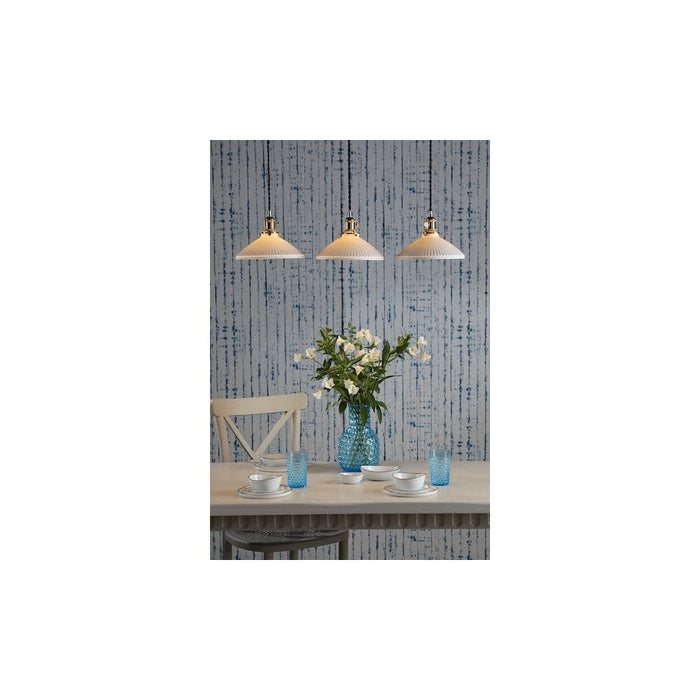 Dar Wisebuys HAD3640-10 Hadano 3 Light Bar Pendant Natural Brass & Ceramic Shallow Shade