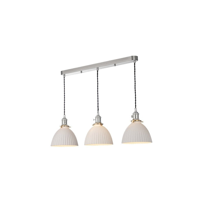 Dar Wisebuys HAD3661-09 Hadano 3 Light Bar Pendant Antique Chrome & Ceramic Domed Shade