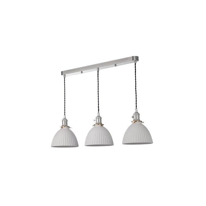 Dar Wisebuys HAD3661-09 Hadano 3 Light Bar Pendant Antique Chrome & Ceramic Domed Shade