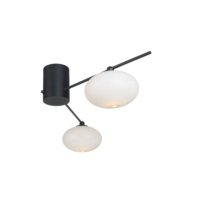 Dar JAS5322 Jasper 3 Light Semi Flush Matt Black Opal glass