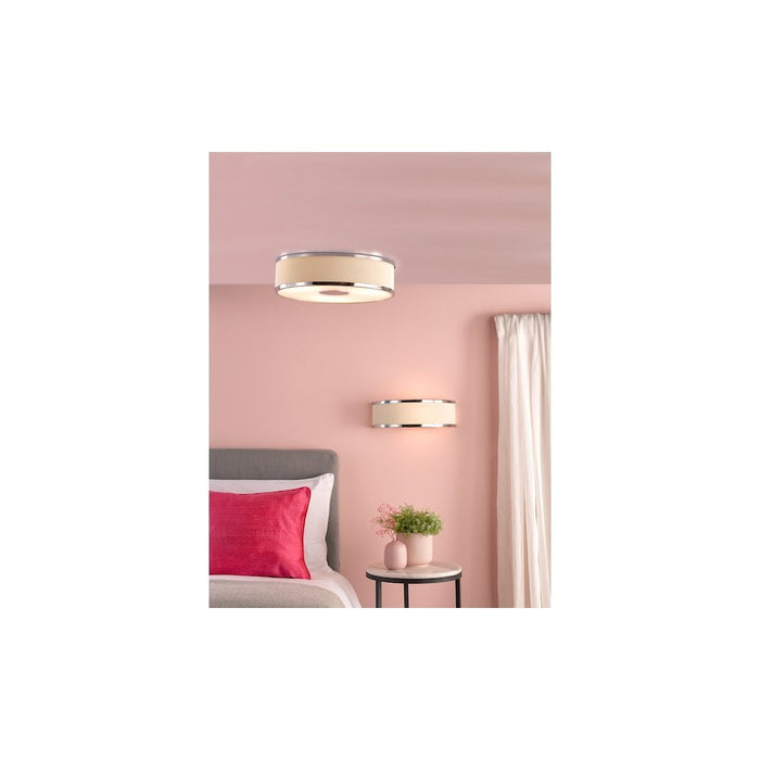 Dar ALV5233 Alvaro 3 Light Flush Polished Chrome With Ivory shade