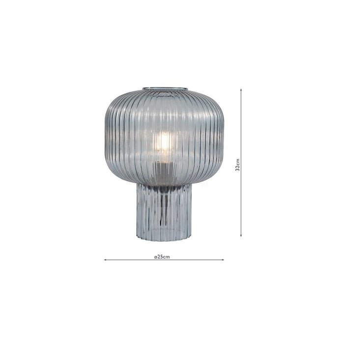 Dar DEM4223 Demarius Table Lamp Blue Ribbed Glass