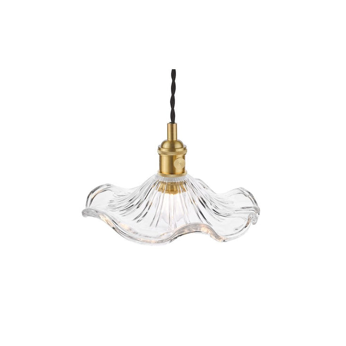 Dar Wisebuys HAD0140-12 Hadano Pendant Natural Brass and Wavy Glass