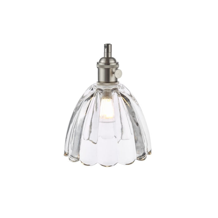 Dar Wisebuys HAD0161-11 Hadano Pendant Antique Chrome and Scalloped Bell Glass