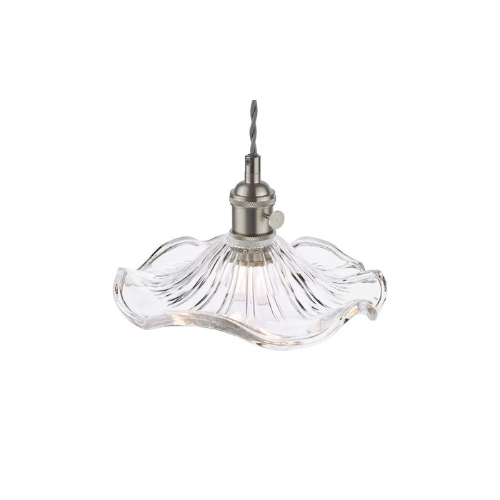 Dar Wisebuys HAD0161-12 Hadano Pendant Antique Chrome and Wavy Glass