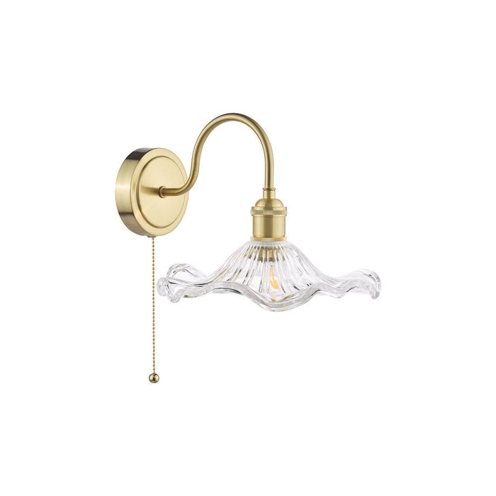 Dar Wisebuys HAD0740-12 Hadano Wall Light Natural Brass and Wavy Glass
