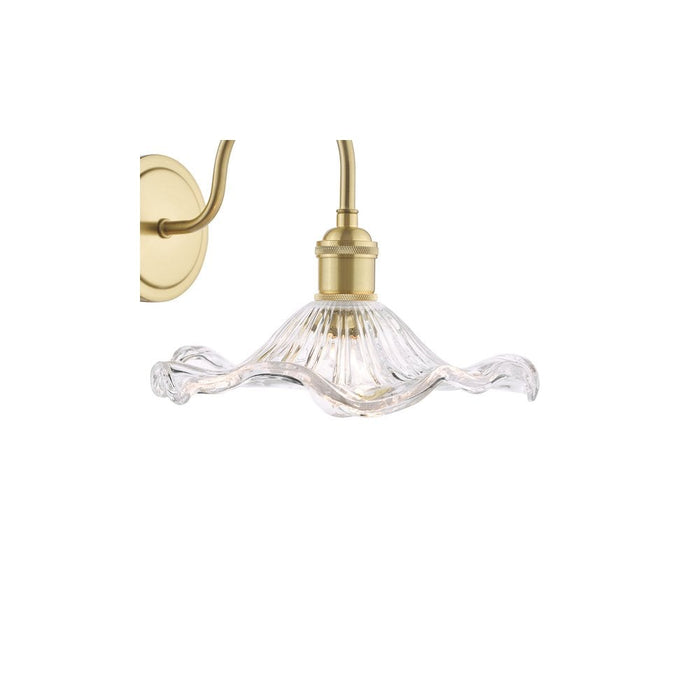 Dar Wisebuys HAD0740-12 Hadano Wall Light Natural Brass and Wavy Glass
