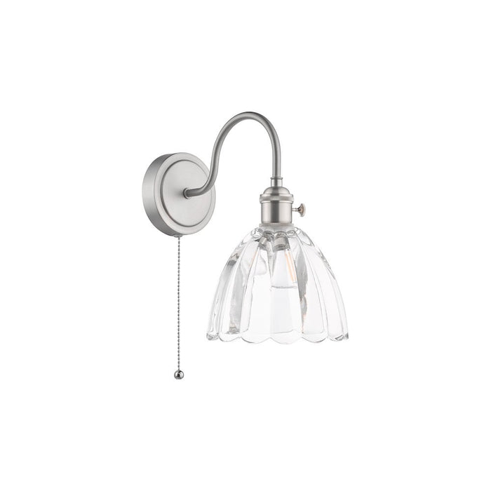 Dar Wisebuys HAD0761-11 Hadano Wall Light Antique Chrome and Scalloped Bell Glass