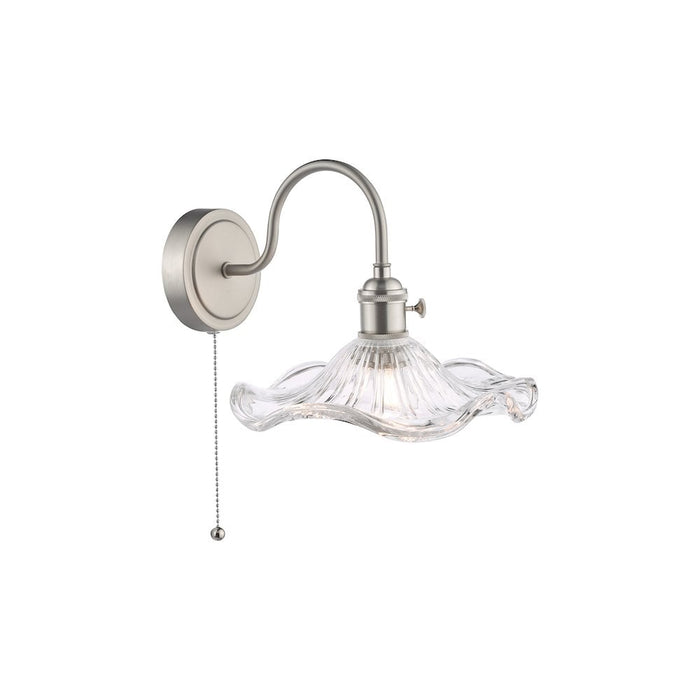 Dar Wisebuys HAD0761-12 Hadano Wall Light Antique Chrome and Wavy Glass