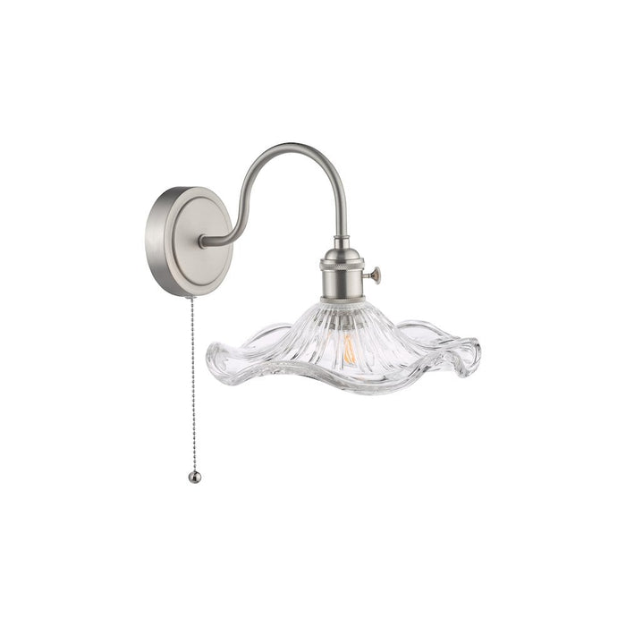 Dar Wisebuys HAD0761-12 Hadano Wall Light Antique Chrome and Wavy Glass
