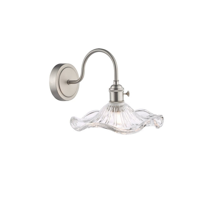 Dar Wisebuys HAD0761-12 Hadano Wall Light Antique Chrome and Wavy Glass