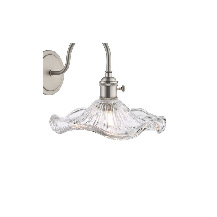 Dar Wisebuys HAD0761-12 Hadano Wall Light Antique Chrome and Wavy Glass