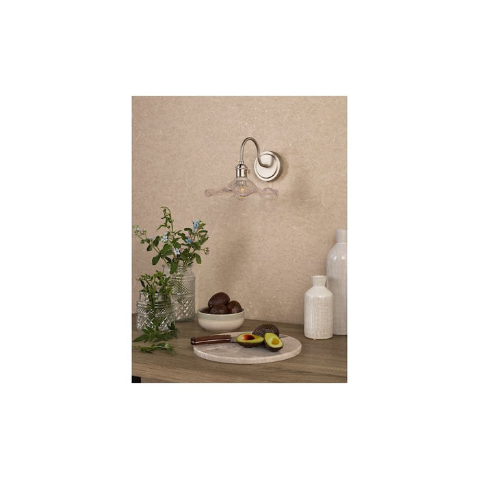 Dar Wisebuys HAD0761-12 Hadano Wall Light Antique Chrome and Wavy Glass