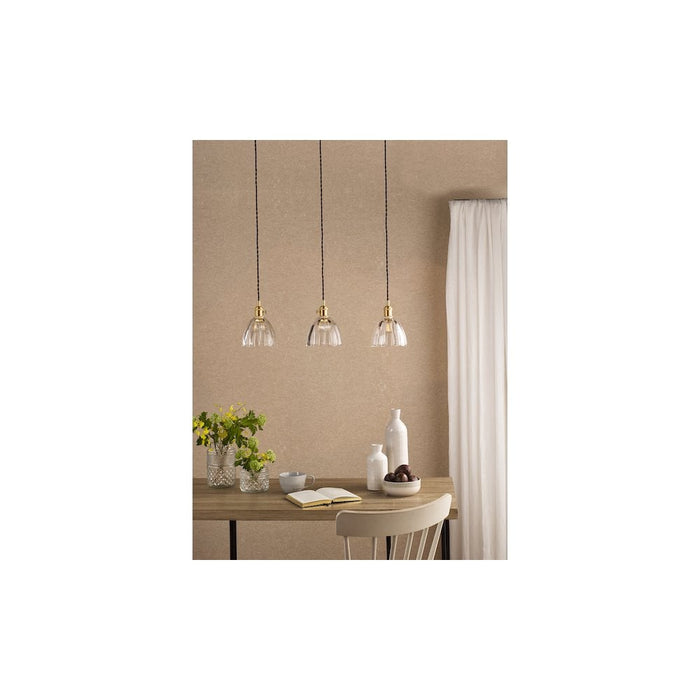 Dar Wisebuys HAD3640-11 Hadano 3 Light Bar Pendant Natural Brass and Scalloped Bell Glass