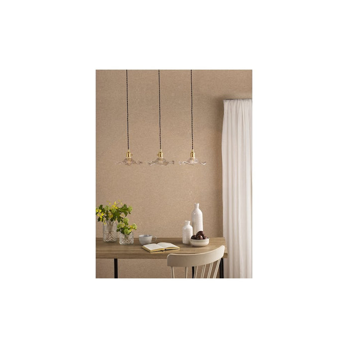 Dar Wisebuys HAD3640-12 Hadano 3 Light Bar Pendant Natural Brass and Wavy Glass