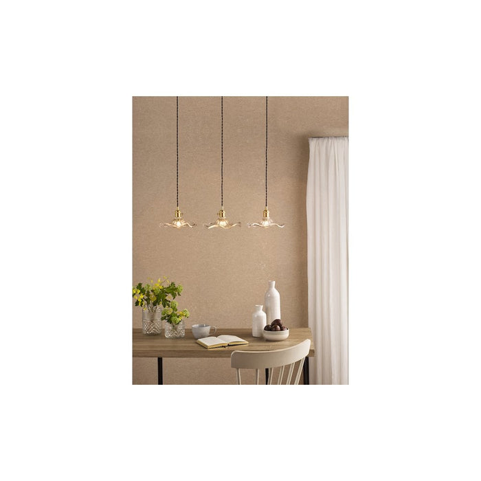 Dar Wisebuys HAD3640-12 Hadano 3 Light Bar Pendant Natural Brass and Wavy Glass
