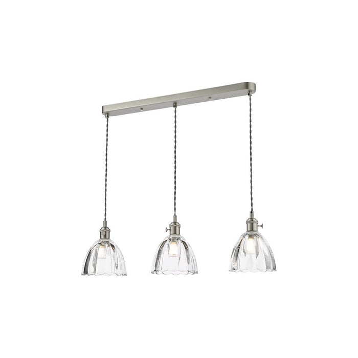 Dar Wisebuys HAD3661-11 Hadano 3 Light Bar Pendant Antique Chrome and Scalloped Bell Glass