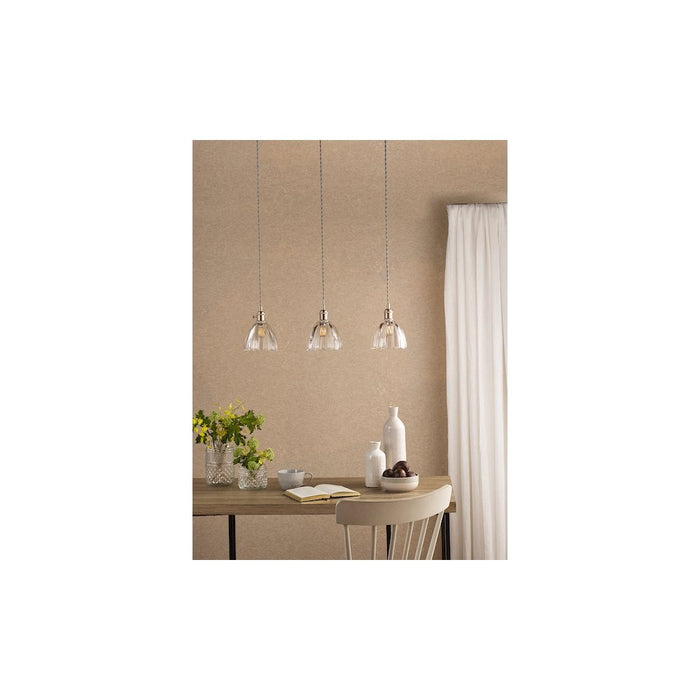 Dar Wisebuys HAD3661-11 Hadano 3 Light Bar Pendant Antique Chrome and Scalloped Bell Glass
