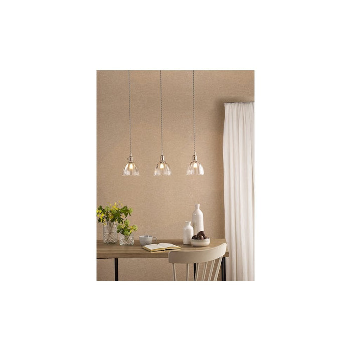 Dar Wisebuys HAD3661-11 Hadano 3 Light Bar Pendant Antique Chrome and Scalloped Bell Glass