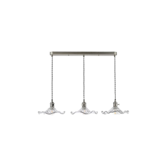 Dar Wisebuys HAD3661-12 Hadano 3 Light Bar Pendant Antique Chrome and Wavy Glass