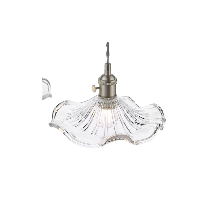 Dar Wisebuys HAD3661-12 Hadano 3 Light Bar Pendant Antique Chrome and Wavy Glass