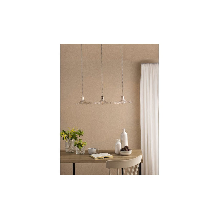 Dar Wisebuys HAD3661-12 Hadano 3 Light Bar Pendant Antique Chrome and Wavy Glass