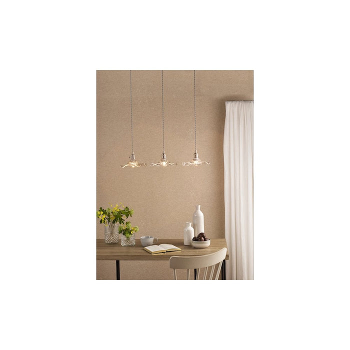 Dar Wisebuys HAD3661-12 Hadano 3 Light Bar Pendant Antique Chrome and Wavy Glass