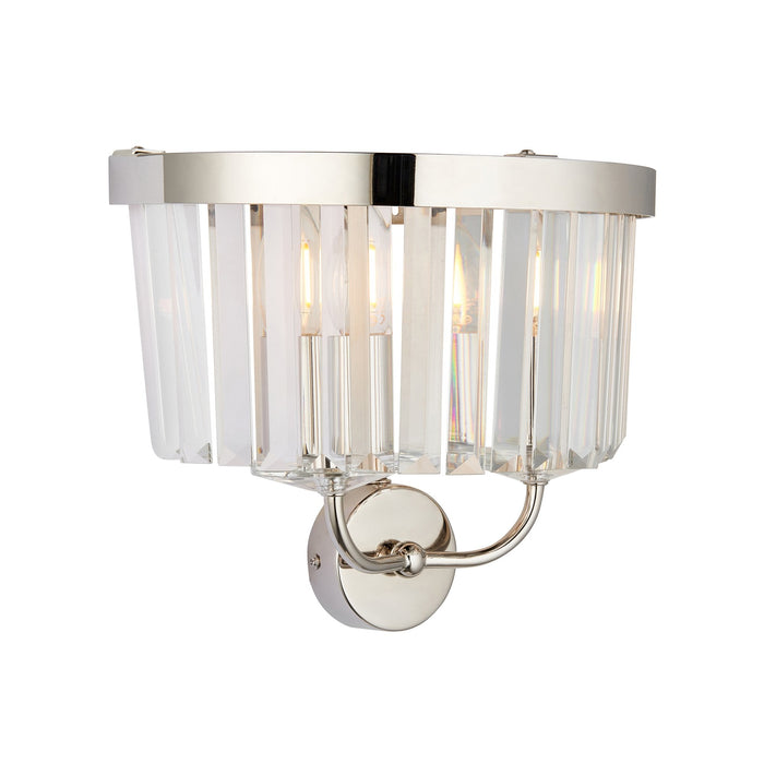 Endon 106448 2 Light Wall Light Bright Nickel Plate & Clear Cut Glass
