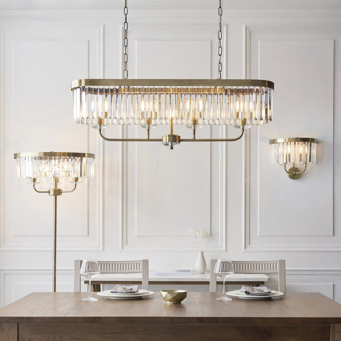 Endon 106450 2 Light Wall Light Antique Brass Plate & Clear Cut Glass