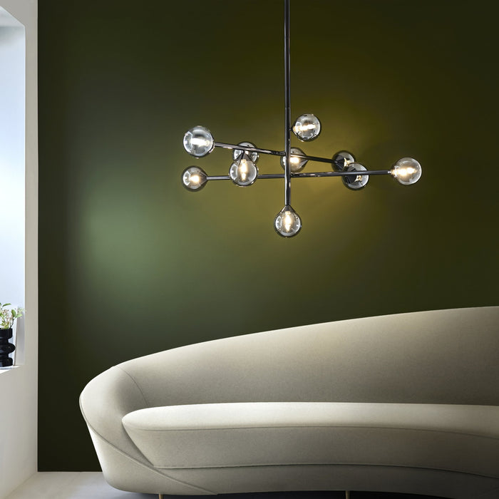 Endon 106755 10 Light Pendant Black Chrome Plate & Smoked Mirror Glass