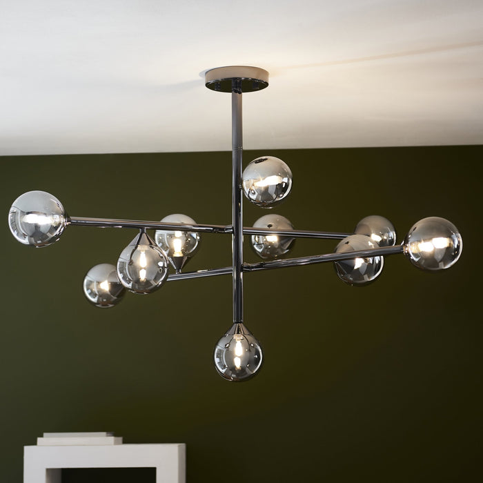 Endon 106755 10 Light Pendant Black Chrome Plate & Smoked Mirror Glass