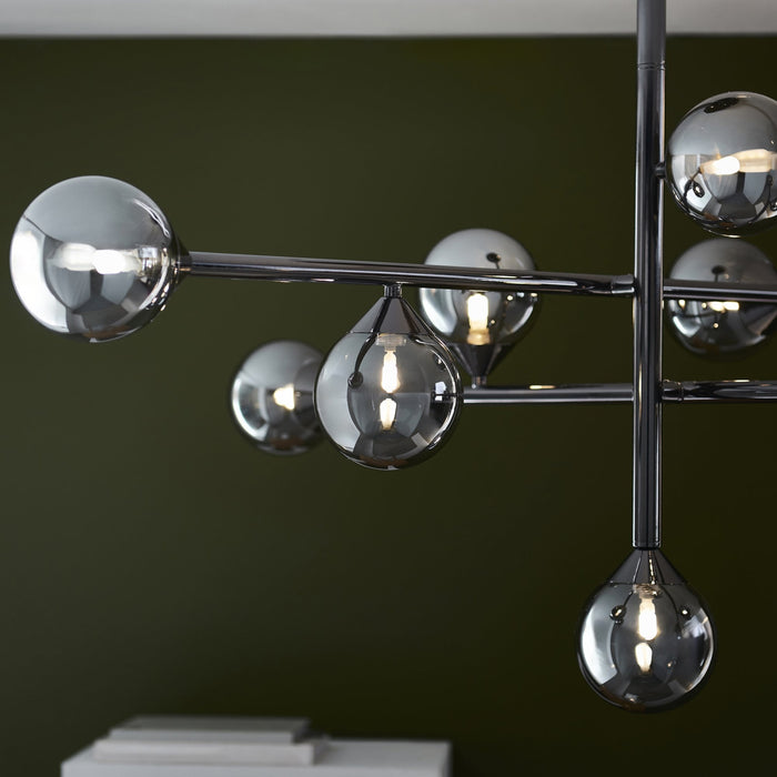 Endon 106755 10 Light Pendant Black Chrome Plate & Smoked Mirror Glass