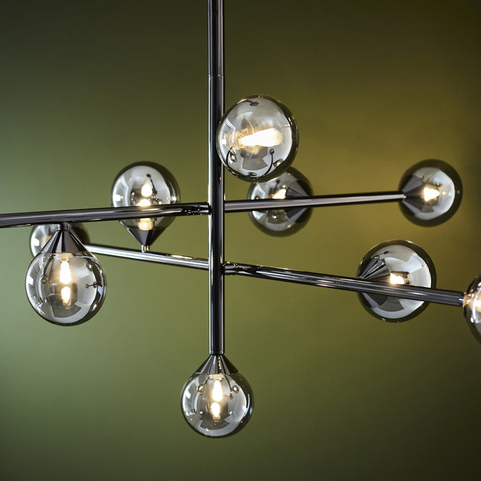 Endon 106755 10 Light Pendant Black Chrome Plate & Smoked Mirror Glass