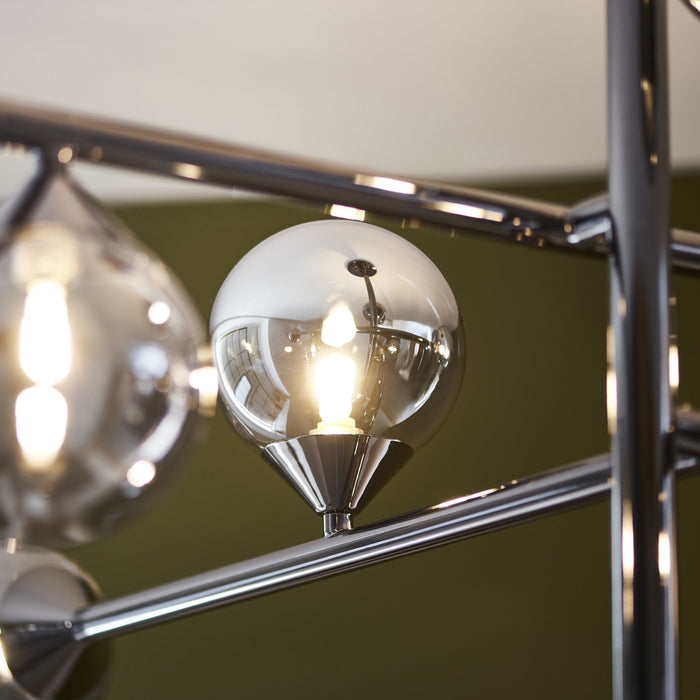 Endon 106755 10 Light Pendant Black Chrome Plate & Smoked Mirror Glass
